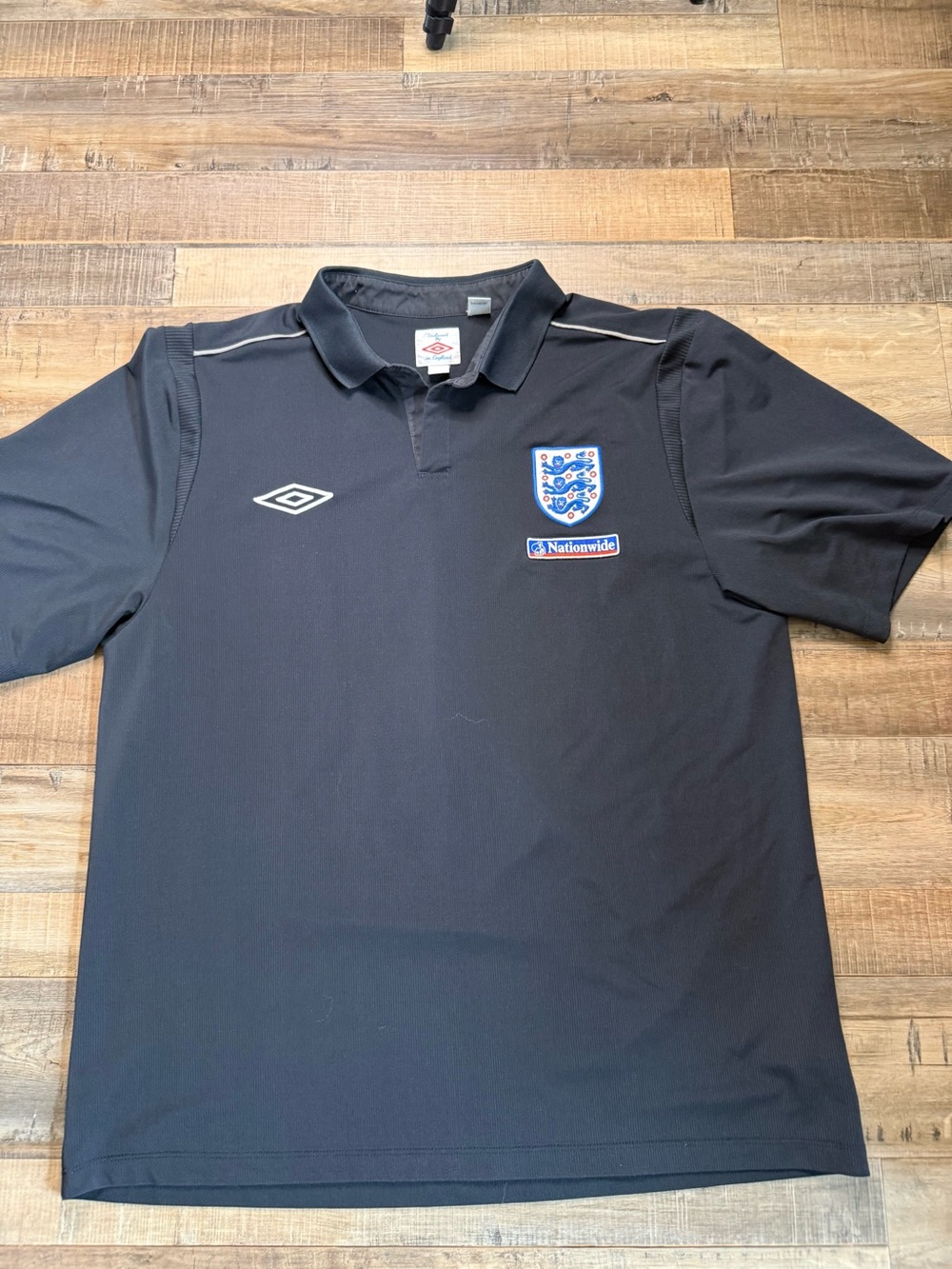 Umbro Black England Crest Polo with White Accents